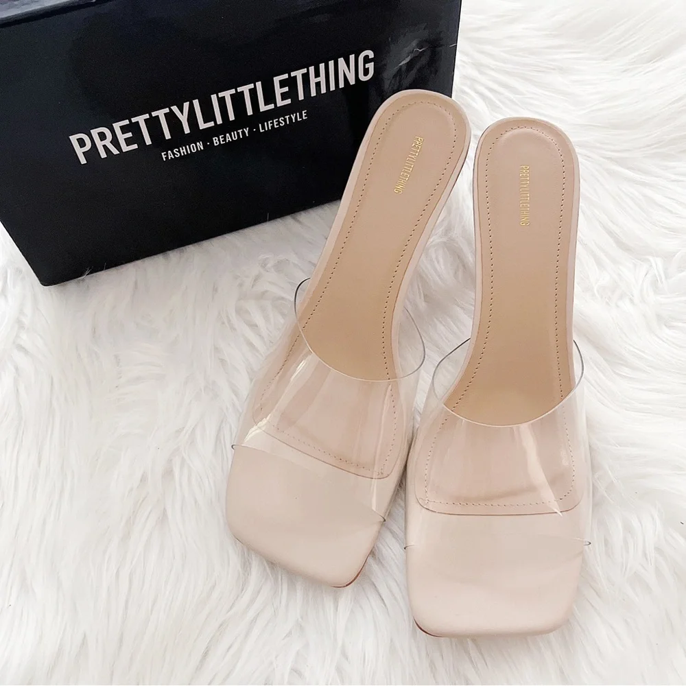 💕PLT Nude Clear Strap Square Toe Mules💕 - Picture 2 of 7